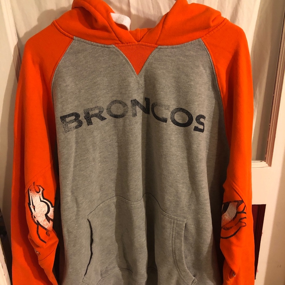 Denver Broncos hoodie sweatshirt.